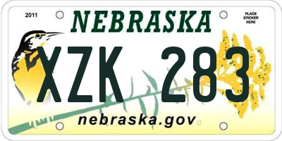 NE license plate XZK283