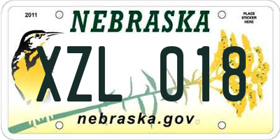 NE license plate XZL018