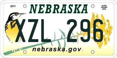 NE license plate XZL296