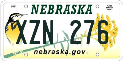 NE license plate XZN276