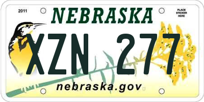 NE license plate XZN277