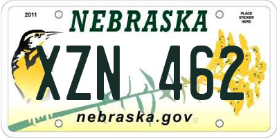 NE license plate XZN462
