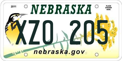 NE license plate XZO205