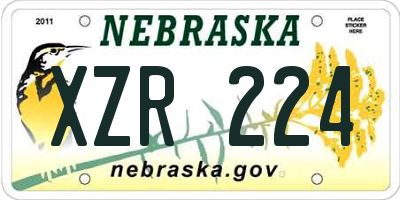 NE license plate XZR224