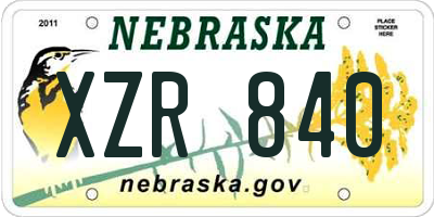 NE license plate XZR840