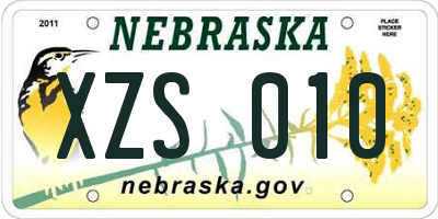 NE license plate XZS010