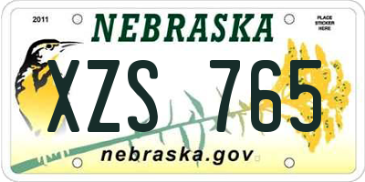 NE license plate XZS765