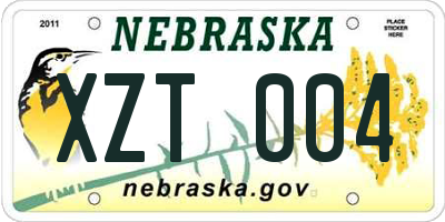 NE license plate XZT004
