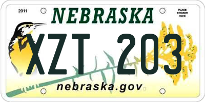 NE license plate XZT203