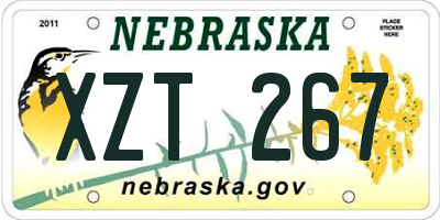 NE license plate XZT267