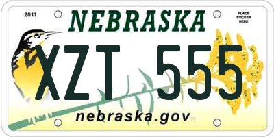 NE license plate XZT555