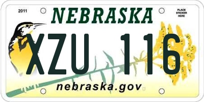 NE license plate XZU116