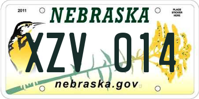 NE license plate XZV014