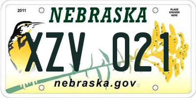 NE license plate XZV021
