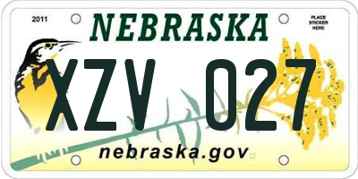 NE license plate XZV027