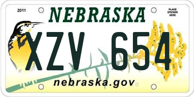 NE license plate XZV654