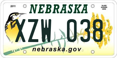 NE license plate XZW038