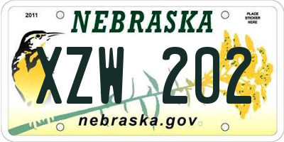 NE license plate XZW202