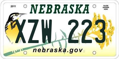 NE license plate XZW223