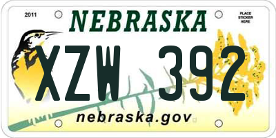 NE license plate XZW392