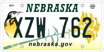 NE license plate XZW762