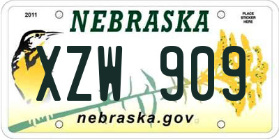 NE license plate XZW909