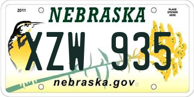 NE license plate XZW935