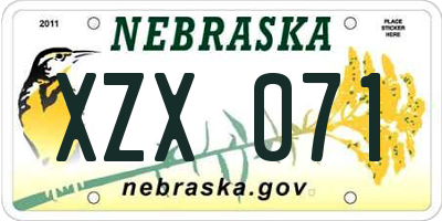 NE license plate XZX071