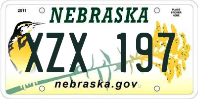 NE license plate XZX197
