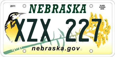NE license plate XZX227