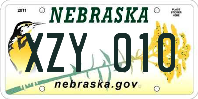 NE license plate XZY010