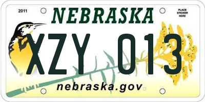 NE license plate XZY013