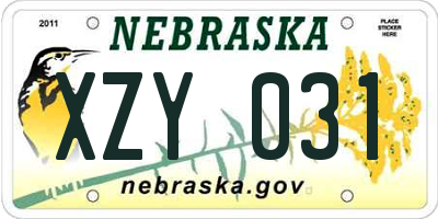 NE license plate XZY031