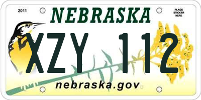 NE license plate XZY112