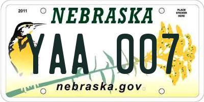 NE license plate YAA007