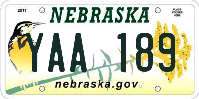 NE license plate YAA189