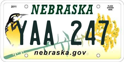 NE license plate YAA247