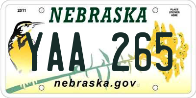 NE license plate YAA265