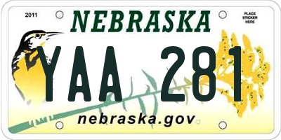 NE license plate YAA281
