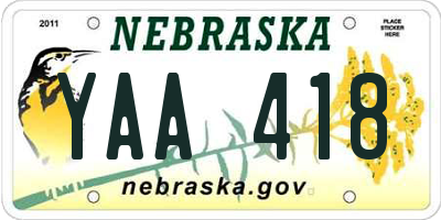 NE license plate YAA418