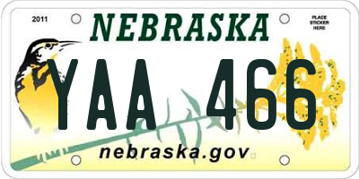 NE license plate YAA466