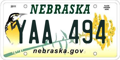 NE license plate YAA494
