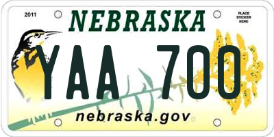 NE license plate YAA700