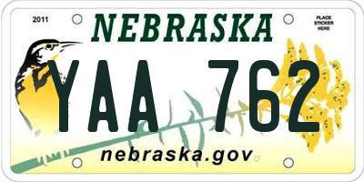 NE license plate YAA762