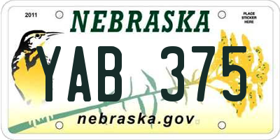 NE license plate YAB375
