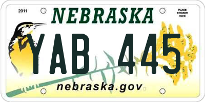 NE license plate YAB445