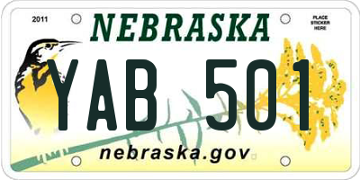 NE license plate YAB501