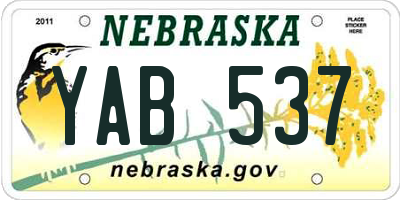 NE license plate YAB537