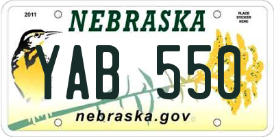 NE license plate YAB550