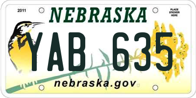 NE license plate YAB635